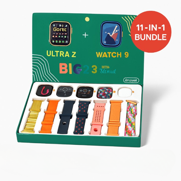 I50 New Model Smart Watch Bundle – 7 Original Straps, 2 Premium Watches & 2 Protective Covers