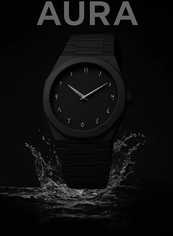 Full Black Aura Quartz Watch – Lightweight Analog Design, Premium Quality Finish, Stylish Wrist Watch For Men & Boys | Available In Full Black & Black-white (without Box)