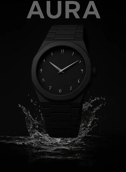 Full Black Aura Quartz Watch – Lightweight Analog Design, Premium Quality Finish, Stylish Wrist Watch For Men & Boys | Available In Full Black & Black-white (without Box)