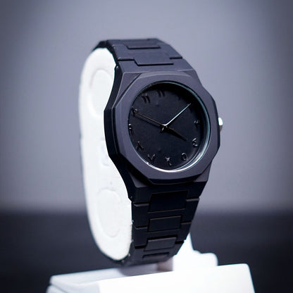Full Black Aura Quartz Watch – Lightweight Analog Design, Premium Quality Finish, Stylish Wrist Watch For Men & Boys | Available In Full Black & Black-white (without Box)