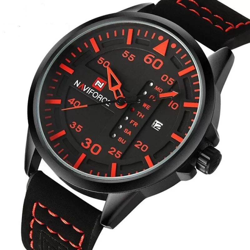NAVIFORCE Waterproof Military Sport Quartz Men Watch With Leather Strap