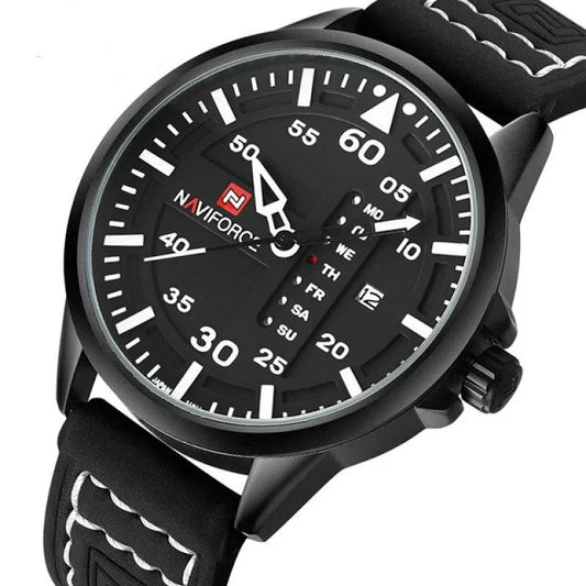 NAVIFORCE Waterproof Military Sport Quartz Men Watch With Leather Strap