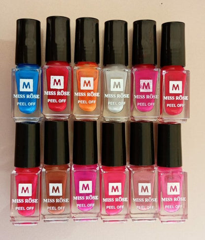 Pack Of 6 Miss Rose Peel Off Nail Polish