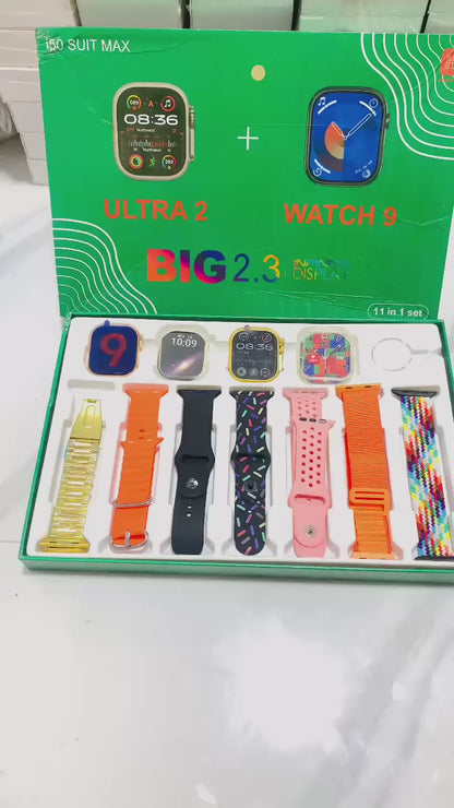 I50 New Model Smart Watch Bundle – 7 Original Straps, 2 Premium Watches & 2 Protective Covers
