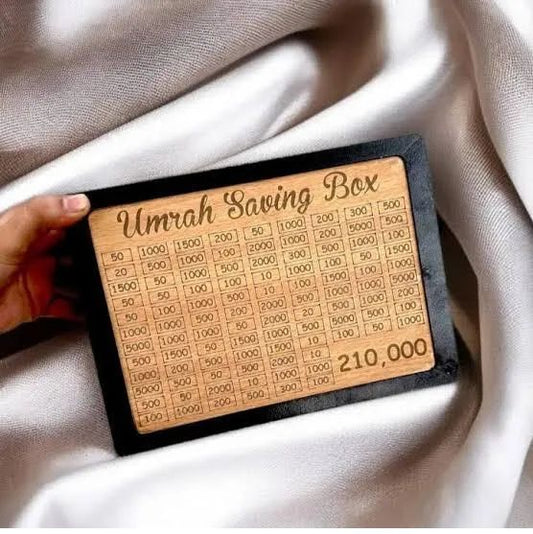 Umrah Savings Box 280 Days Wooden Money Saving Jar for Hajj Umrah