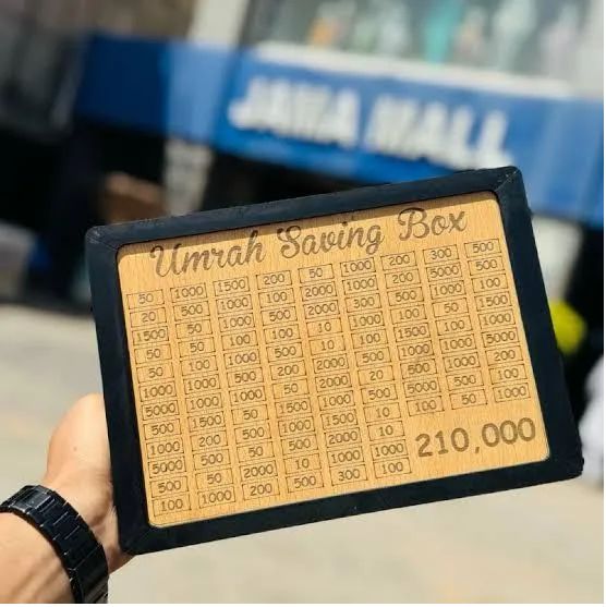 Umrah Savings Box 280 Days Wooden Money Saving Jar for Hajj Umrah